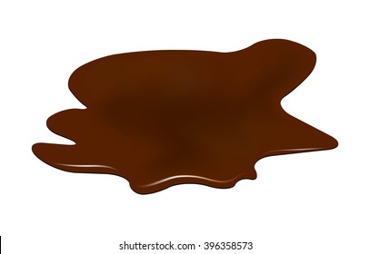 Puddle de chocolate, clíparte de derrame de barro. Mancha marrón, plash, gota. Ilustración vectorial aislada en el fondo blanco