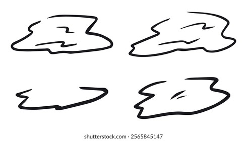 Puddle Doodle Icon, line hand drawn rainy wet surface symbol vector design. Great for mobile app, web design, banner, etc