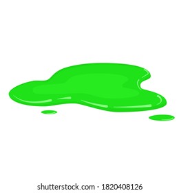 Puddle Green Slime, Liquid Toxic Mold, Vector, Cartoon Style, Isolated, Illustration, On A White Background