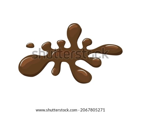 Puddle of hot chocolate or coffee. Pouring cocoa. The brown liquid splashed. Vector cartoon illustration. Stock photo © 