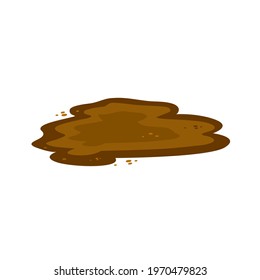 Puddle of mud with mud droplets. Healing mud is good for your health. Mud to create a face mask, health and beauty. Vector flat illustration, cartoon style.