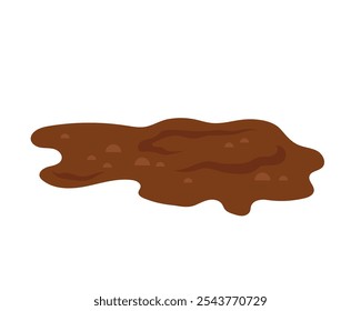 Puddle of mud isolated. Dirty plash on white background. Vector simple color flat illustration.