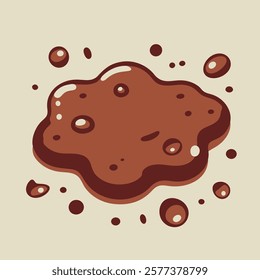 Puddle of mud isolated. Dirty plash on white background. Vector simple color flat illustration.