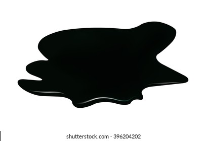 Puddle of oil slick spill clipart. Brown stain, plash, drop. Vector illustration isolated on the white background