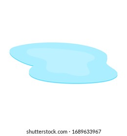 puddle on white surface. blue water cartoon drop on the ground isolated on white background. vector illustration