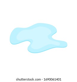 puddle on white surface. blue water cartoon drop on the ground isolated on white background. vector illustration