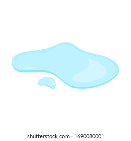 puddle on white surface. blue water cartoon drop on the ground isolated on white background. vector illustration