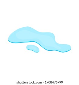 charco sobre la superficie blanca. caricatura de agua azul cae en el suelo aislado de fondo blanco. ilustración vectorial