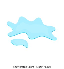 puddle on white surface. blue water cartoon drop on the ground isolated on white background. vector illustration