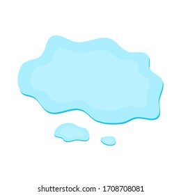 puddle on white surface. blue water cartoon drop on the ground isolated on white background. vector illustration