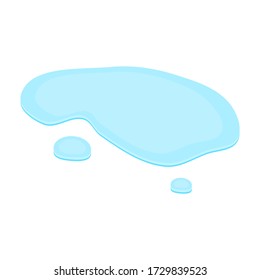 puddle on white surface. blue water cartoon drop on the ground isolated on white background. vector illustration