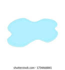 puddle on white surface. blue water cartoon drop on the ground isolated on white background. vector illustration