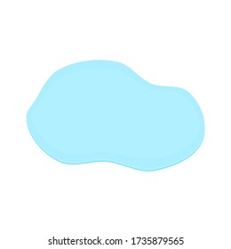 puddle on white surface. blue water cartoon drop on the ground isolated on white background. vector illustration