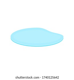 puddle on white surface. blue water cartoon drop on the ground isolated on white background. vector illustration