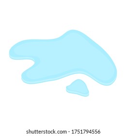 puddle on white surface. blue water cartoon drop on the ground isolated on white background. vector illustration