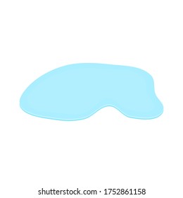 puddle on white surface. blue water cartoon drop on the ground isolated on white background. vector illustration