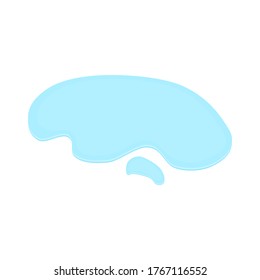charco sobre la superficie blanca. caricatura de agua azul cae en el suelo aislado de fondo blanco. ilustración vectorial