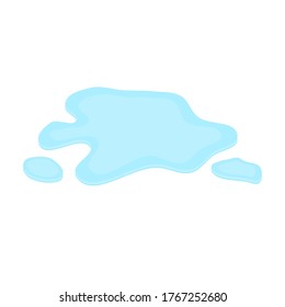 puddle on white surface. blue water cartoon drop on the ground isolated on white background. vector illustration