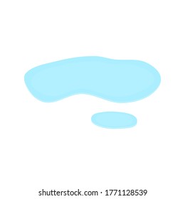 puddle on white surface. blue water cartoon drop on the ground isolated on white background. vector illustration