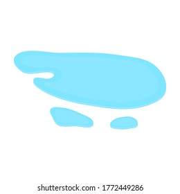 puddle on white surface. blue water cartoon drop on the ground isolated on white background. vector illustration