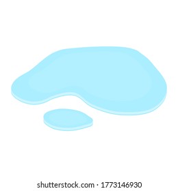 puddle on white surface. blue water cartoon drop on the ground isolated on white background. vector illustration