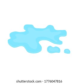 puddle on white surface. blue water cartoon drop on the ground isolated on white background. vector illustration