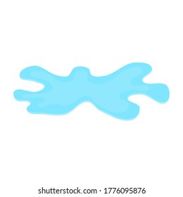 puddle on white surface. blue water cartoon drop on the ground isolated on white background. vector illustration