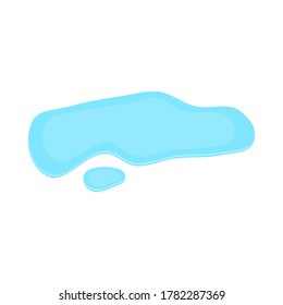 puddle on white surface. blue water cartoon drop on the ground isolated on white background. vector illustration