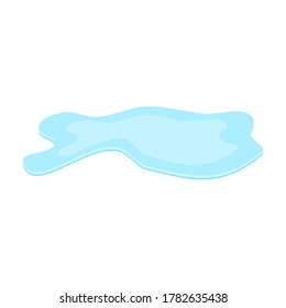 puddle on white surface. blue water cartoon drop on the ground isolated on white background. vector illustration