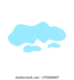 puddle on white surface. blue water cartoon drop on the ground isolated on white background. vector illustration