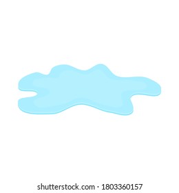 puddle on white surface. blue water cartoon drop on the ground isolated on white background. vector illustration