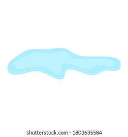 puddle on white surface. blue water cartoon drop on the ground isolated on white background. vector illustration