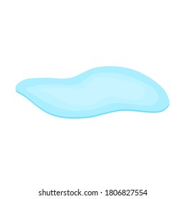 puddle on white surface. blue water cartoon drop on the ground isolated on white background. vector illustration