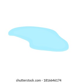 puddle on white surface. blue water cartoon drop on the ground isolated on white background. vector illustration