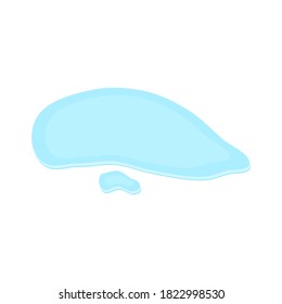 puddle on white surface. blue water cartoon drop on the ground isolated on white background. vector illustration