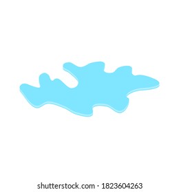 puddle on white surface. blue water cartoon drop on the ground isolated on white background. vector illustration