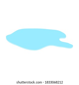 charco sobre la superficie blanca. caricatura de agua azul cae en el suelo aislado de fondo blanco. ilustración vectorial