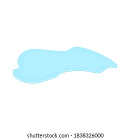 puddle on white surface. blue water cartoon drop on the ground isolated on white background. vector illustration