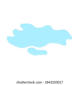 puddle on white surface. blue water cartoon drop on the ground isolated on white background. vector illustration