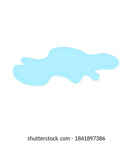 puddle on white surface. blue water cartoon drop on the ground isolated on white background. vector illustration