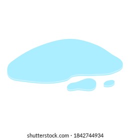 puddle on white surface. blue water cartoon drop on the ground isolated on white background. vector illustration