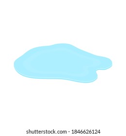 puddle on white surface. blue water cartoon drop on the ground isolated on white background. vector illustration