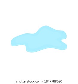 puddle on white surface. blue water cartoon drop on the ground isolated on white background. vector illustration