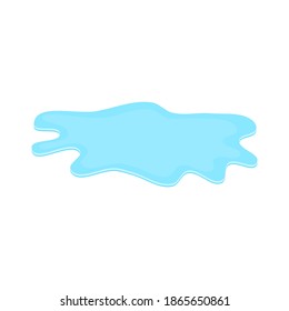 puddle on white surface. blue water cartoon drop on the ground isolated on white background. vector illustration