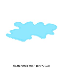 puddle on white surface. blue water cartoon drop on the ground isolated on white background. vector illustration