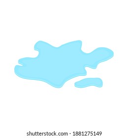 puddle on white surface. blue water cartoon drop on the ground isolated on white background. vector illustration