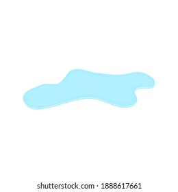 puddle on white surface. blue water cartoon drop on the ground isolated on white background. vector illustration