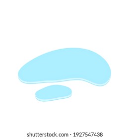 puddle on white surface. blue water cartoon drop on the ground isolated on white background. vector illustration