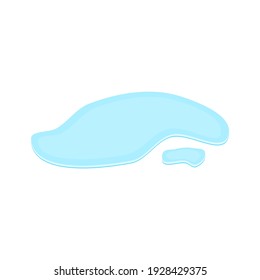 puddle on white surface. blue water cartoon drop on the ground isolated on white background. vector illustration