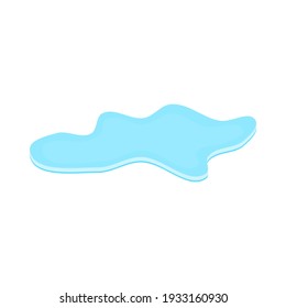 puddle on white surface. blue water cartoon drop on the ground isolated on white background. vector illustration